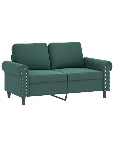 Set di Divani 2 pz con Cuscini Verde scuro in Velluto