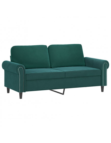 Set di Divani 2 pz con Cuscini Verde scuro in Velluto