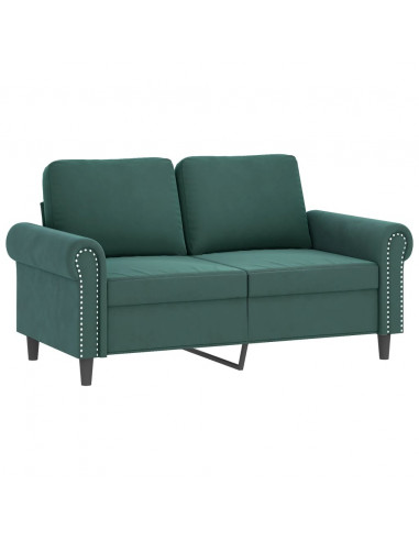 Set di Divani 2 pz con Cuscini Verde scuro in Velluto