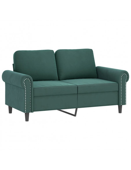 Set di Divani 2 pz con Cuscini Verde scuro in Velluto