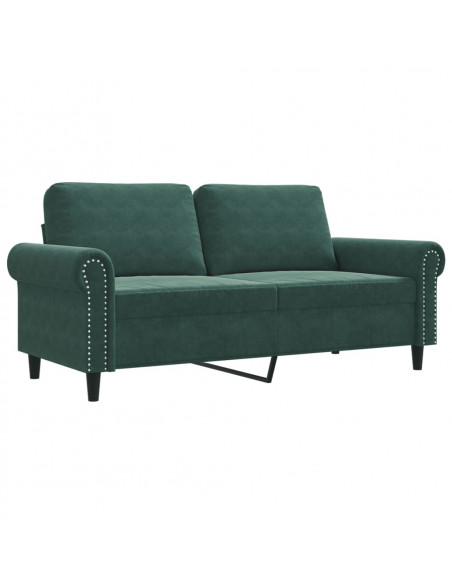 Divano a 2 Posti Verde Scuro 140 cm in Velluto