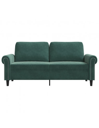 Divano a 2 Posti Verde Scuro 140 cm in Velluto