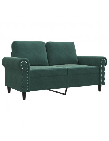 Divano a 2 Posti Verde Scuro 120 cm in Velluto