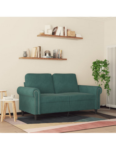 Divano a 2 Posti Verde Scuro 120 cm in Velluto