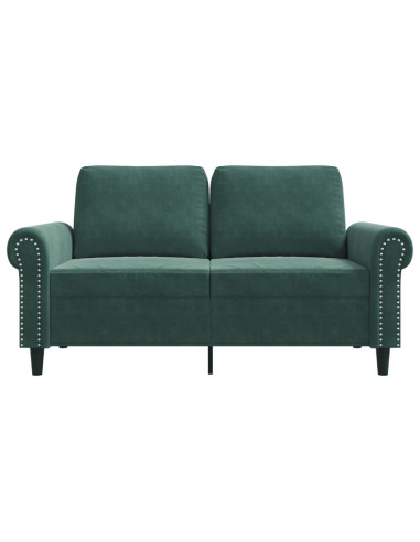 Divano a 2 Posti Verde Scuro 120 cm in Velluto
