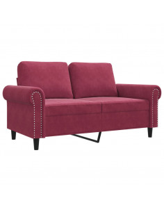 Divano a 2 Posti Rosso Vino 120 cm in Velluto 2