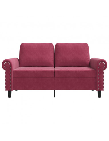 Divano a 2 Posti Rosso Vino 120 cm in Velluto