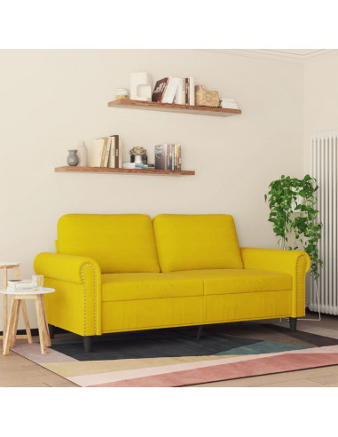 Divano a 2 Posti giallo 140 cm in Velluto