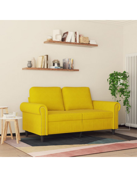 Divano a 2 Posti giallo 120 cm in Velluto