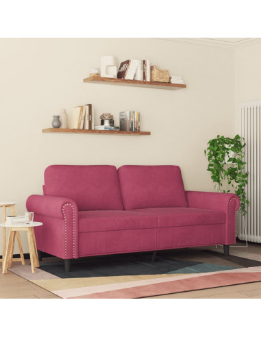 Divano a 2 Posti Rosso Vino 140 cm in Velluto