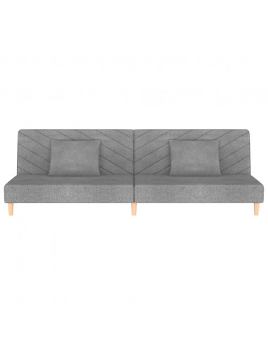 Divano Letto a 2 Posti con 2 Cuscini Grigio Chiaro in Tessuto