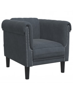 Poltrona Grigio Scuro in Velluto 2