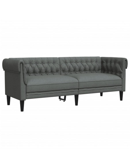 Divano Chesterfield a 3 Posti Grigio Scuro in Tessuto