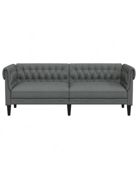 Divano Chesterfield a 3 Posti Grigio Scuro in Tessuto