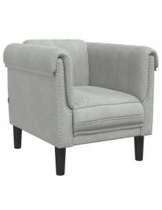 Poltrona Grigio Chiaro in Velluto 2