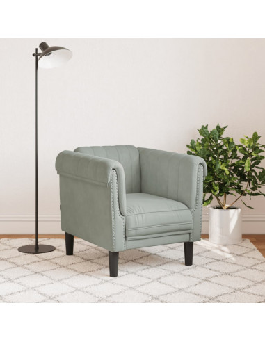 Poltrona Grigio Chiaro in Velluto