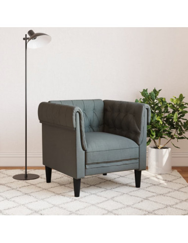 Poltrona Chesterfield Grigio Scuro in Tessuto