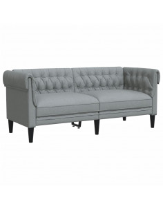 Divano Chesterfield a 2 Posti Grigio Chiaro in Tessuto 2