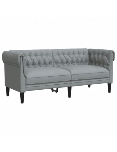 Divano Chesterfield a 2 Posti Grigio Chiaro in Tessuto