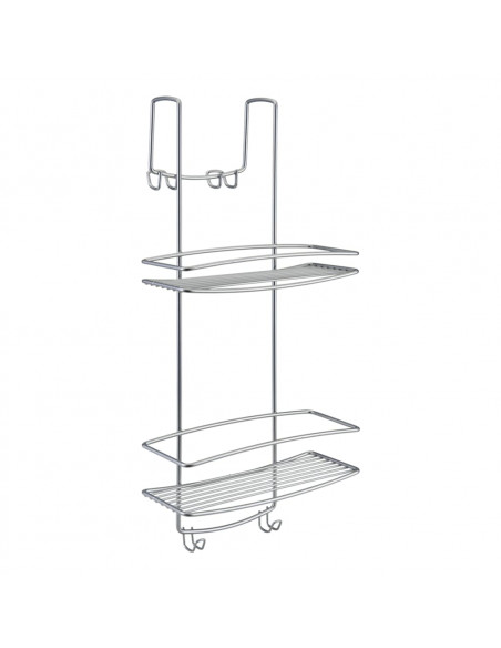 Metaltex Rastrelliera per Doccia con Ganci a 2 Livelli Onda Argento