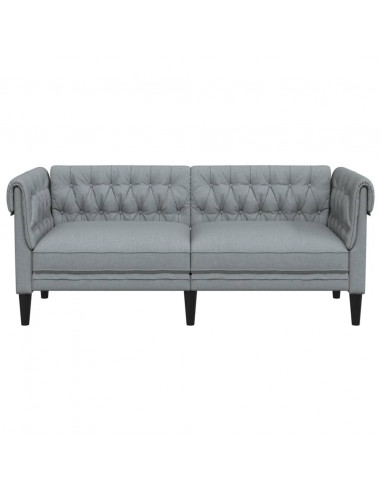 Divano Chesterfield a 2 Posti Grigio Chiaro in Tessuto
