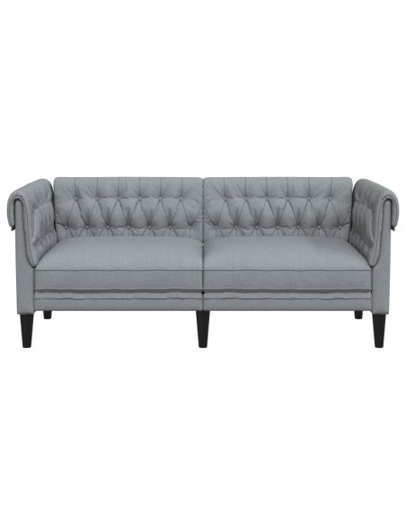 Divano Chesterfield a 2 Posti Grigio Chiaro in Tessuto