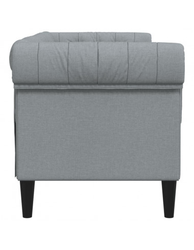 Divano Chesterfield a 2 Posti Grigio Chiaro in Tessuto