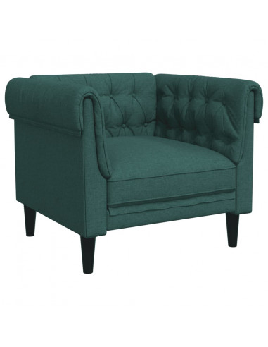 Poltrona Chesterfield Verde Scuro in Tessuto