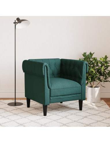 Poltrona Chesterfield Verde Scuro in Tessuto