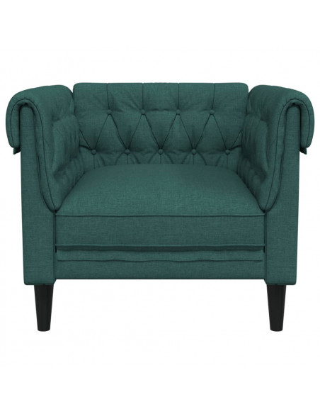 Poltrona Chesterfield Verde Scuro in Tessuto