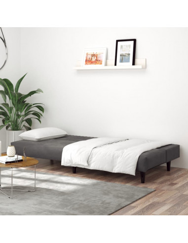 Divano Letto a 2 Posti Grigio Scuro in Velluto