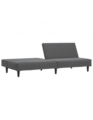 Divano Letto a 2 Posti Grigio Scuro in Velluto