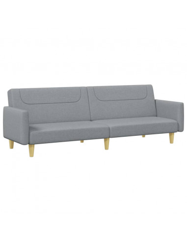 Divano Letto a 2 Posti con Poggiapiedi Grigio Chiaro in Tessuto