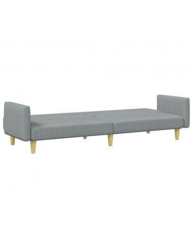 Divano Letto a 2 Posti con Poggiapiedi Grigio Chiaro in Tessuto