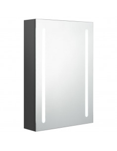 Armadietto Bagno con Specchio e LED Grigio 50x13x70 cm 2