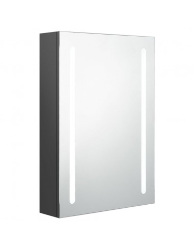 Armadietto Bagno con Specchio e LED Grigio 50x13x70 cm