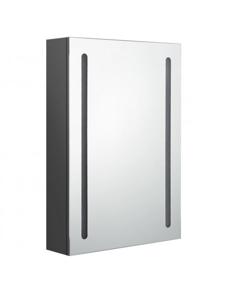 Armadietto Bagno con Specchio e LED Grigio 50x13x70 cm