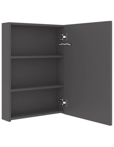 Armadietto Bagno con Specchio e LED Grigio 50x13x70 cm