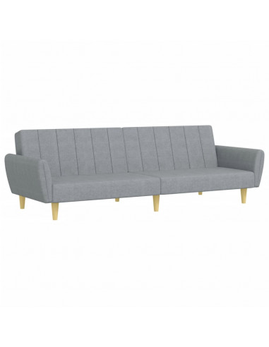 Divano Letto a 2 Posti con Poggiapiedi Grigio Chiaro in Tessuto