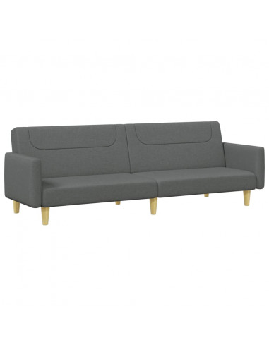 Divano Letto 2 Posti con Poggiapiedi Grigio Scuro in Tessuto