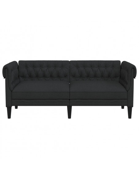Divano Chesterfield a 2 Posti Nero in Tessuto