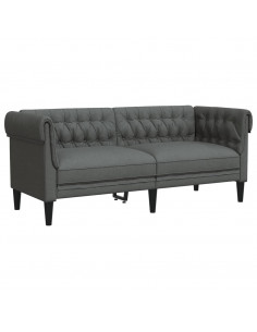 Divano Chesterfield a 2 Posti Grigio Scuro in Tessuto 2