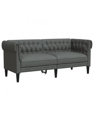 Divano Chesterfield a 2 Posti Grigio Scuro in Tessuto