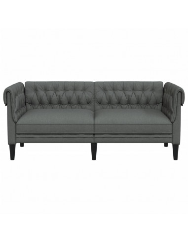 Divano Chesterfield a 2 Posti Grigio Scuro in Tessuto