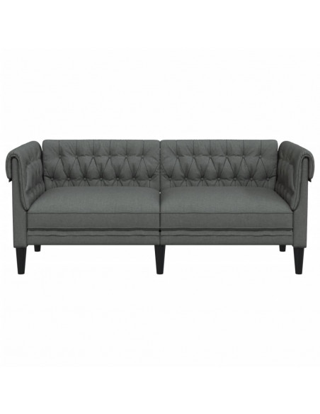 Divano Chesterfield a 2 Posti Grigio Scuro in Tessuto