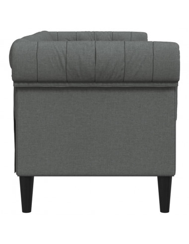 Divano Chesterfield a 2 Posti Grigio Scuro in Tessuto