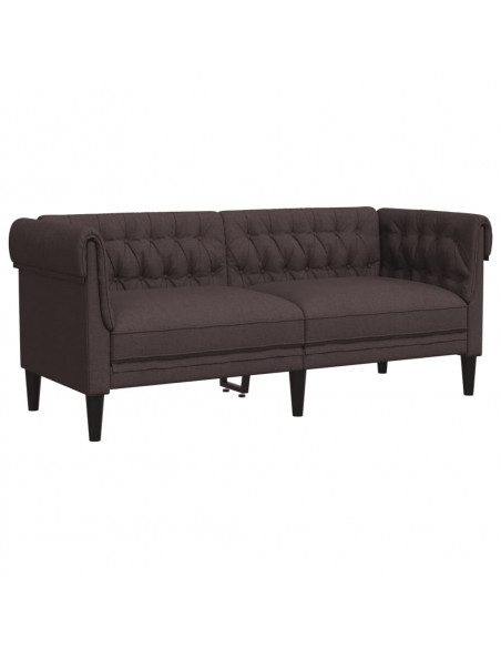Divano Chesterfield a 2 Posti Marrone Scuro in Tessuto