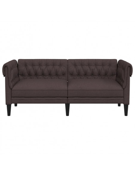 Divano Chesterfield a 2 Posti Marrone Scuro in Tessuto