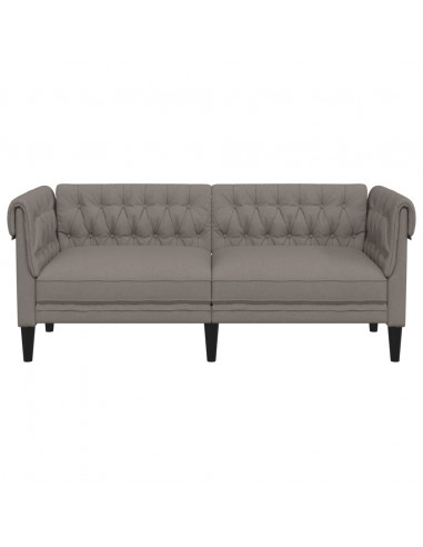Divano Chesterfield a 2 Posti Tortora in Tessuto