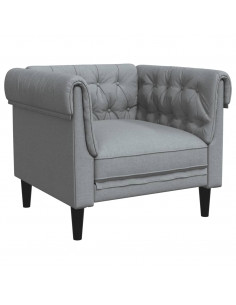 Poltrona Chesterfield Grigio Chiaro in Tessuto 2